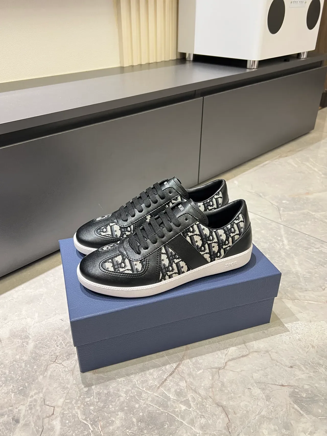 Dior B22 Monogram Black and White Lifestyle Sneakers 4