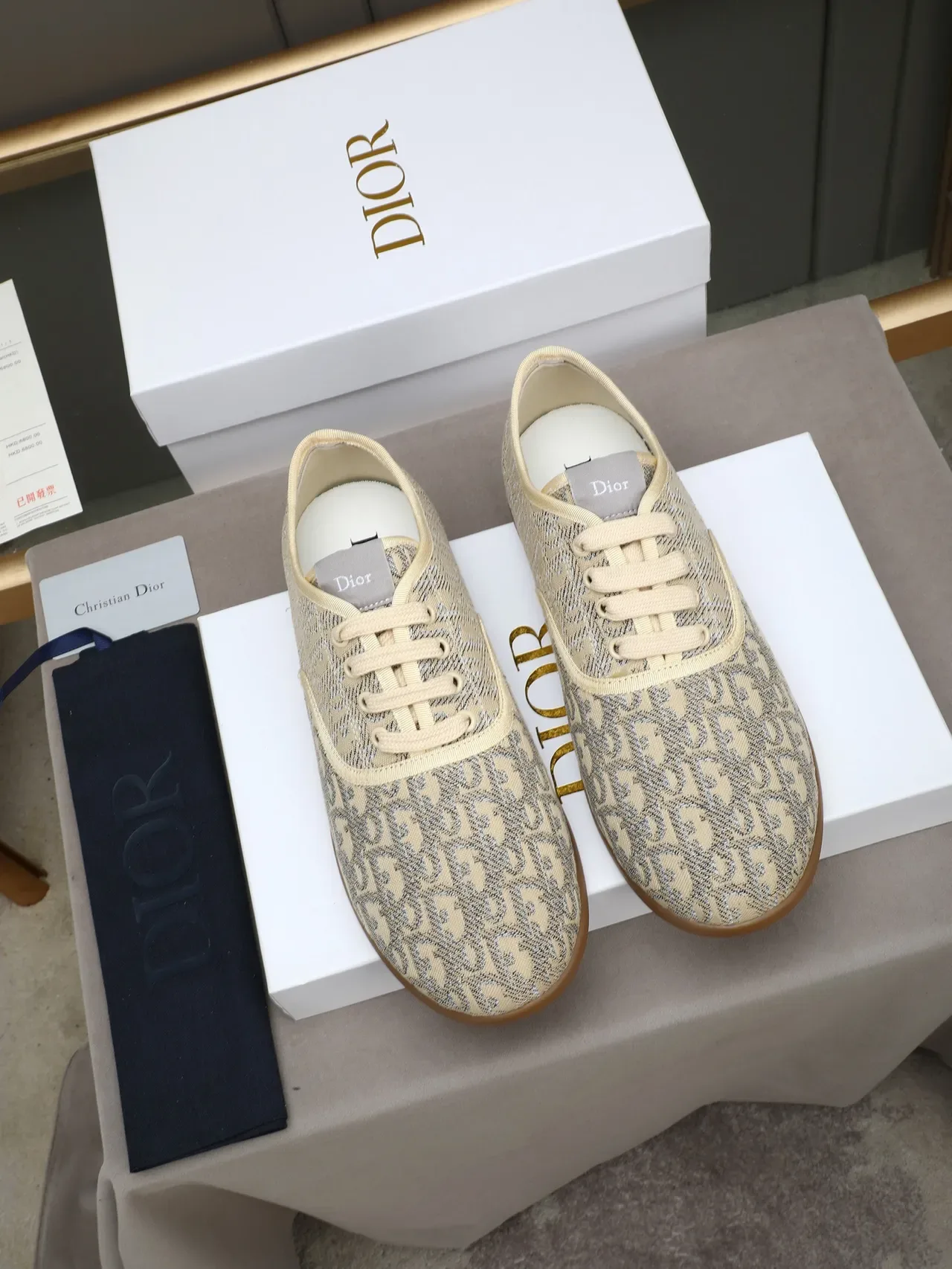 Dior B22 Monogram Jacquard Beige Lifestyle Sneakers 3