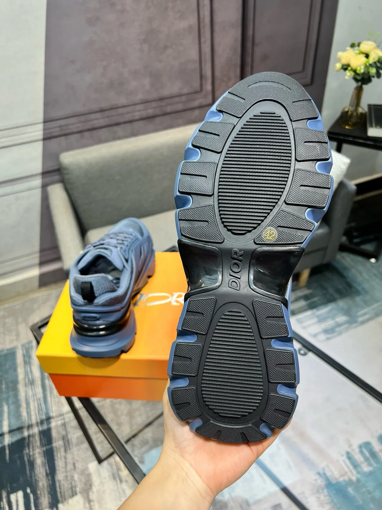 Dior B23 Gray Blue Chunky Sneakers 3