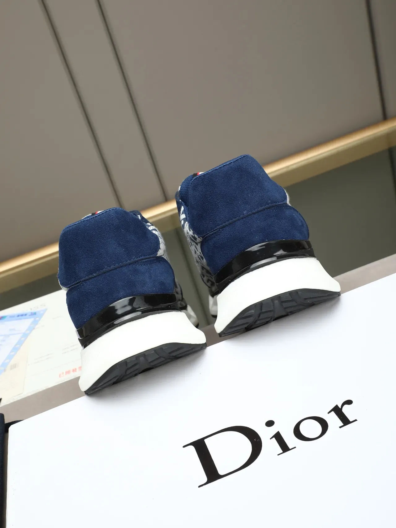 Dior B23 Navy Blue and White Monogram Lifestyle Sneakers 4