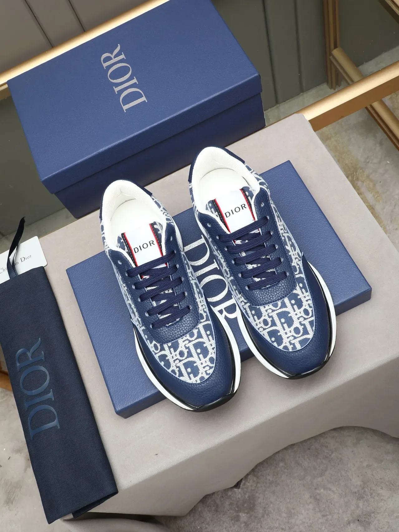 Dior B23 marinho oblíquo monograma lifestyle sneakers 2