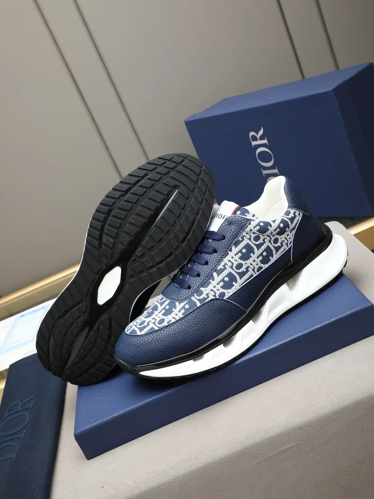 Dior B23 marinho oblíquo monograma lifestyle sneakers 4