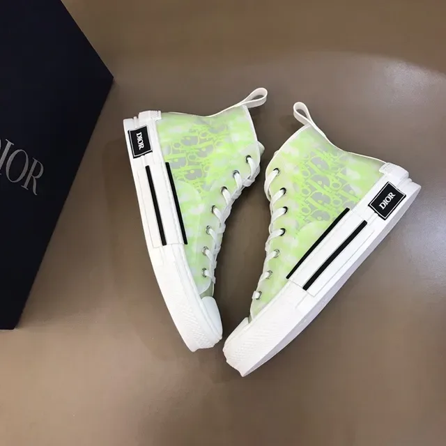 Dior B23 Vert lime néon transparent monogramme oblique sneakers lifestyle 6