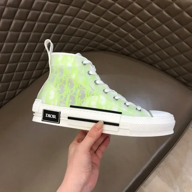 Dior B23 Vert lime néon transparent monogramme oblique sneakers lifestyle 8