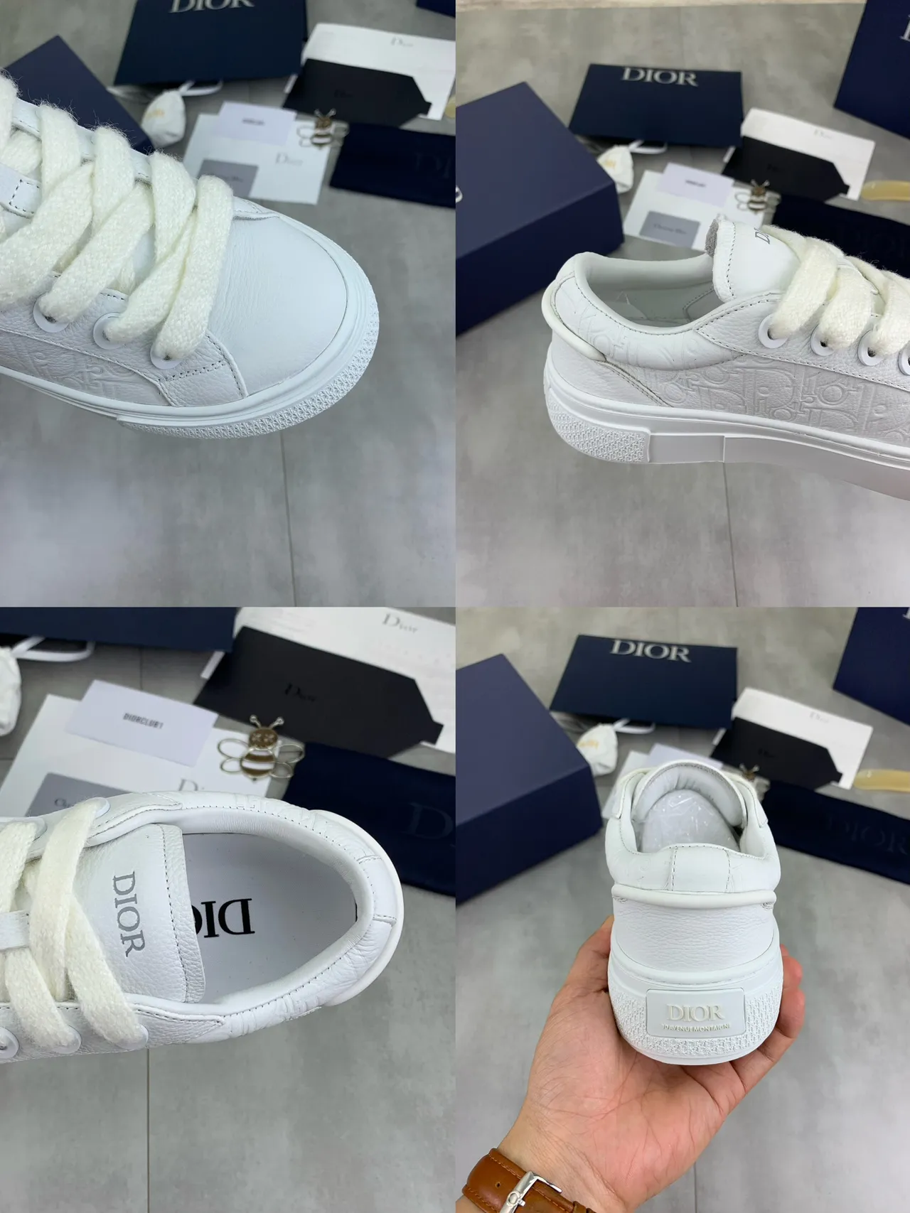 Dior B23 White Embossed Monogram Lifestyle Sneakers 2
