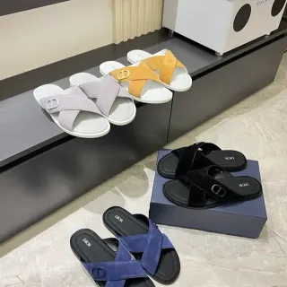 Dior B27 Negro Marino Correa Cruzada Hebilla Metal Logo CD Sandalias