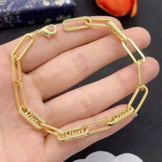 Dior B27 سلسلة كليب ورقية ذهبية فضية Pavé تزيين كريستال سوار