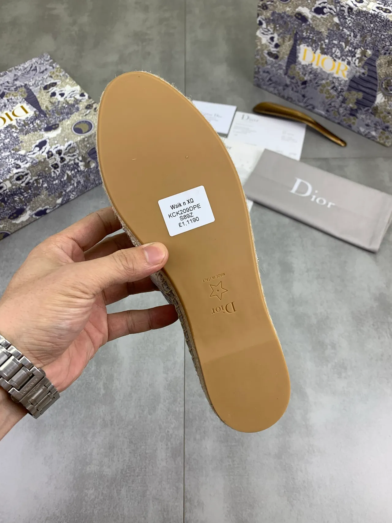 Dior B27 أحذية قوارب إسفادريل بوت جاكارد أوبليكي رمادي بيج 3