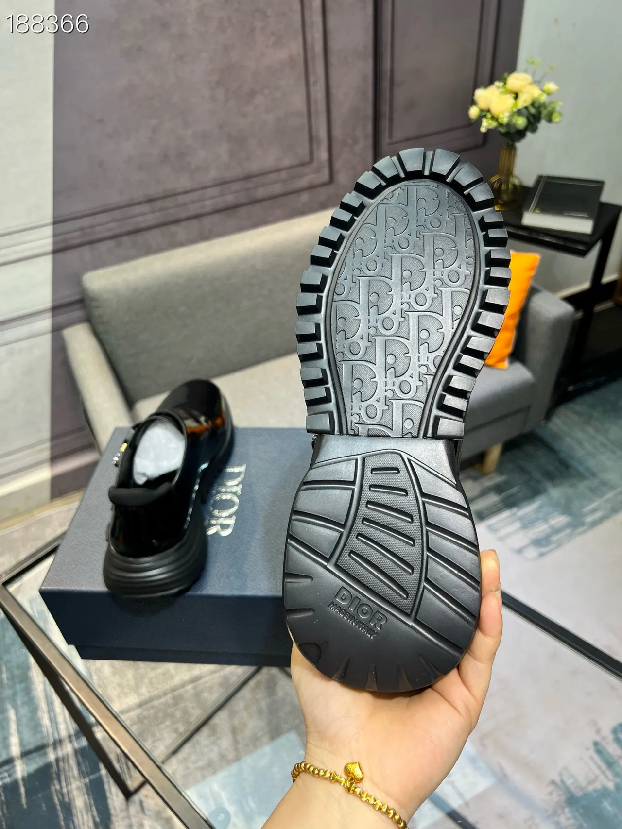 Dior B27 Cuero de patente correa con hebilla mocasines 3
