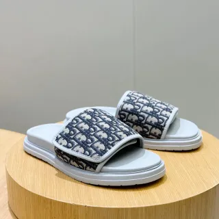 Dior B27 Slide Navy et Beige Oblique Monogram Sandales