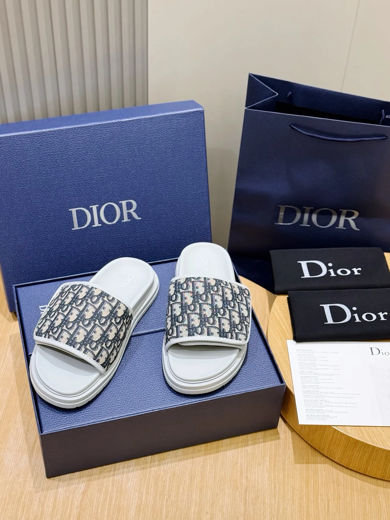 Dior B27 Slide Navy and Beige Oblique Monogram Slippers 3