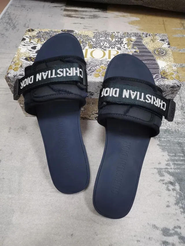 Dior B27 Slide Navy and Black Logo Strap Slippers 2