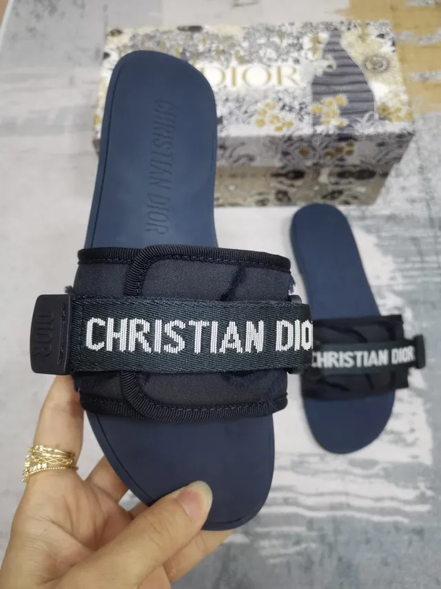 Dior B27 Slide Navy and Black Logo Strap Slippers 6