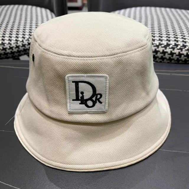 Dior Beige Negro Tela Estructurada Interior Contraste Sombrero de Cubo 3