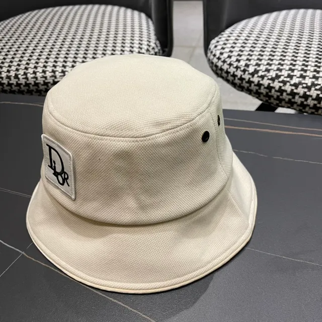 Dior Beige Negro Tela Estructurada Interior Contraste Sombrero de Cubo 4