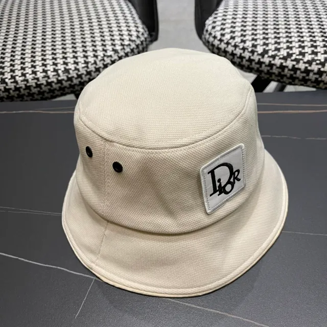 Dior Beige Negro Tela Estructurada Interior Contraste Sombrero de Cubo 5