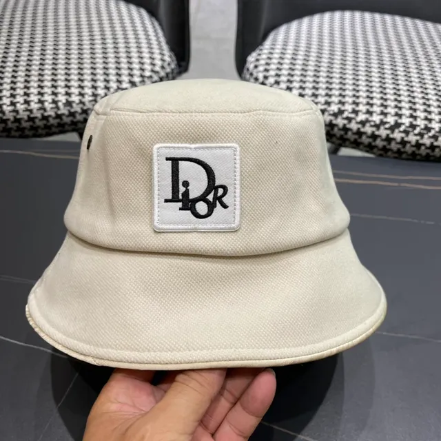 Dior Beige Negro Tela Estructurada Interior Contraste Sombrero de Cubo 7