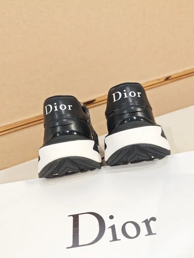 Dior Negro Beige Monogram Lona Cuero Superposiciones Sneakers Lifestyle 4