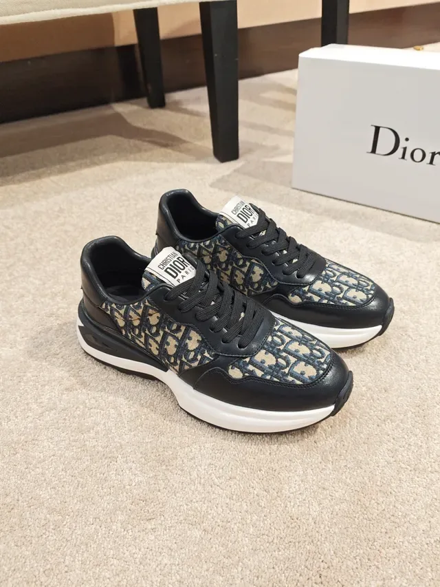 Dior Negro Beige Monogram Lona Cuero Superposiciones Sneakers Lifestyle 5