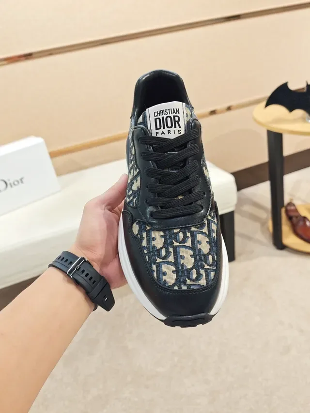 Dior Negro Beige Monogram Lona Cuero Superposiciones Sneakers Lifestyle 6