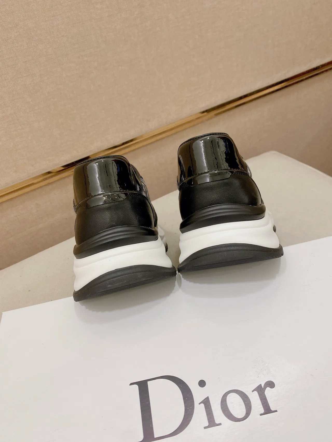 Dior Black Beige Monogrammed Textile Leather Overlays Chunky Sneakers 8