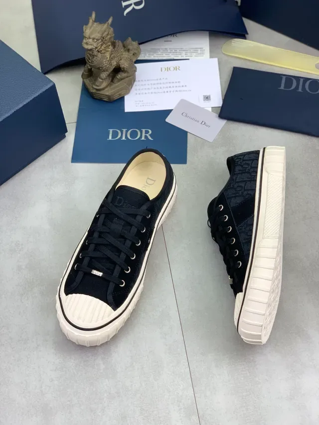 Dior Preto Bege Lona Texturizada Superior Suela Goma Chunky com Relevos Tênis Lifestyle 5
