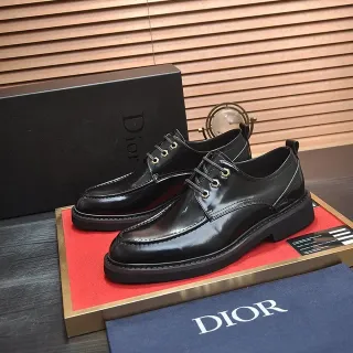 Dior काला ग्लॉस लेदर ऑक्सफोर्ड जूते