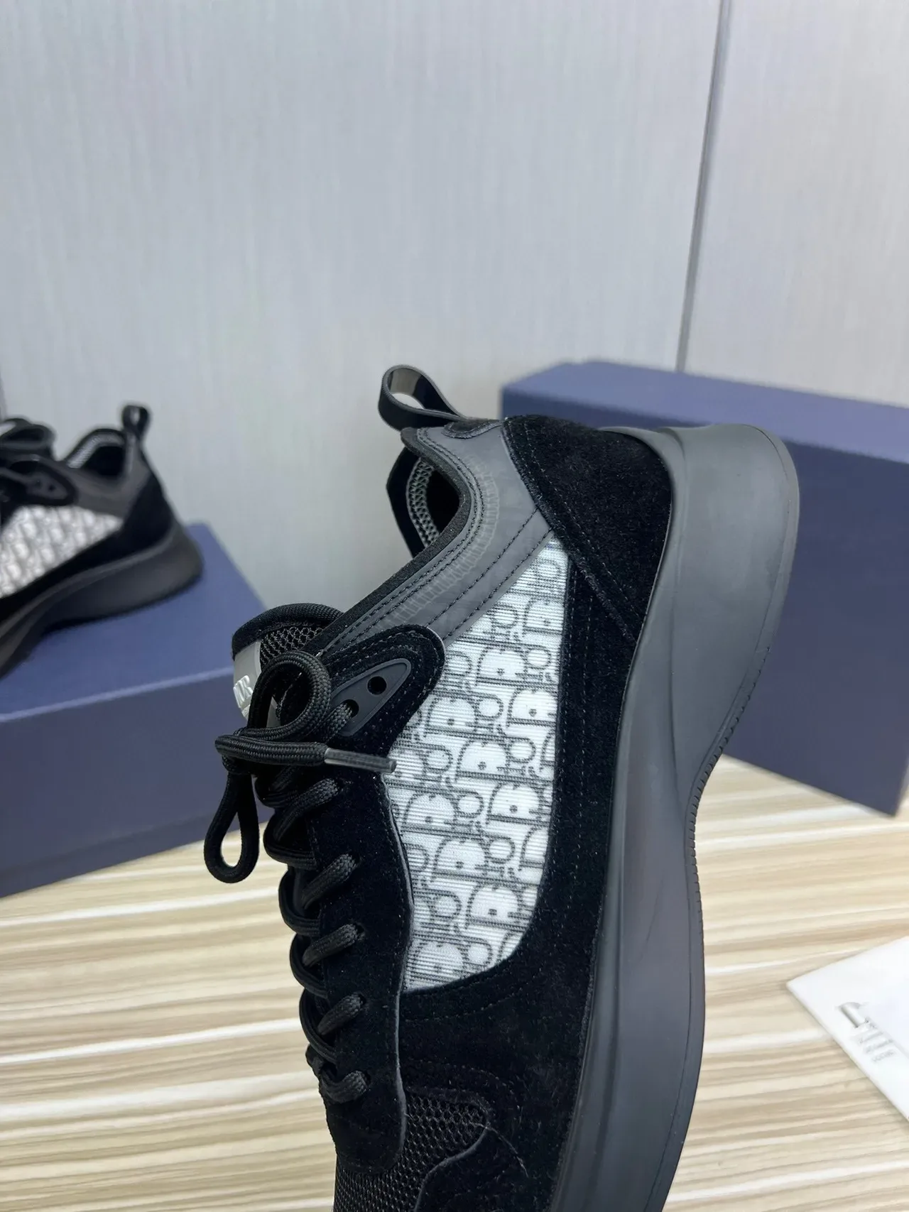 Dior Black Gray Low-Top Mixed-Material Chunky Sneakers 7