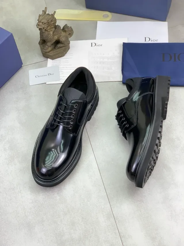 Dior काले हाई ग्लॉस पेटेंट लेदर कैप टू ऑक्सफोर्ड जूते 5