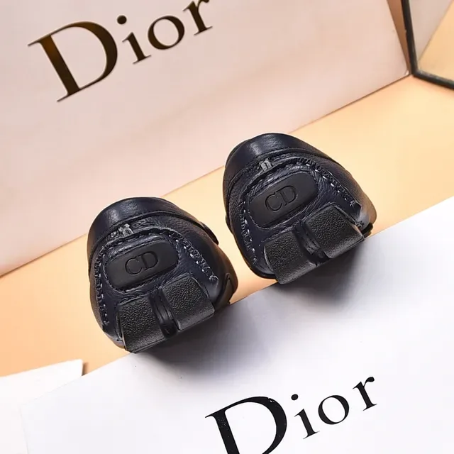 Dior Black Silver Pebbled Leather Metal Oblique Buckle Loafer 9