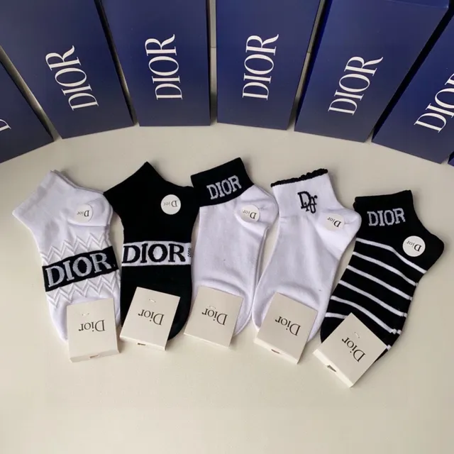 Dior 黑色 白色 踝长 Logo-Accented 袜子 2