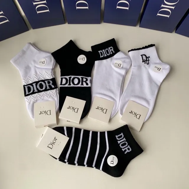 Dior 黑色 白色 踝长 Logo-Accented 袜子 3