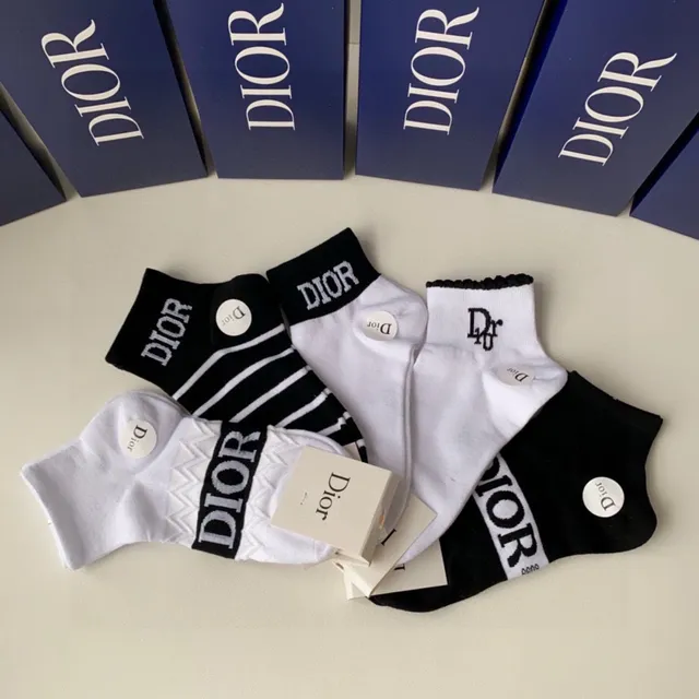 Dior 黑色 白色 踝长 Logo-Accented 袜子 7