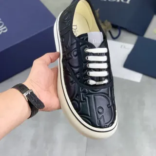 Dior Black White Embossed Monogram Leather Cupsole Construction Lifestyle Sneakers