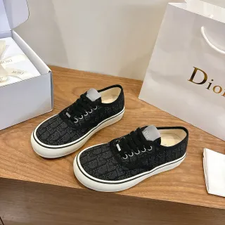 迪奥 黑白 Monogram 纺织鞋面 低帮 系带 生活休闲鞋