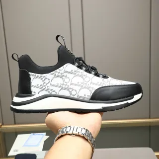 Dior Noir Blanc Perforé Monogramme Haut Stratifié Épais Semelle Intermédiaire Sneakers lifestyle