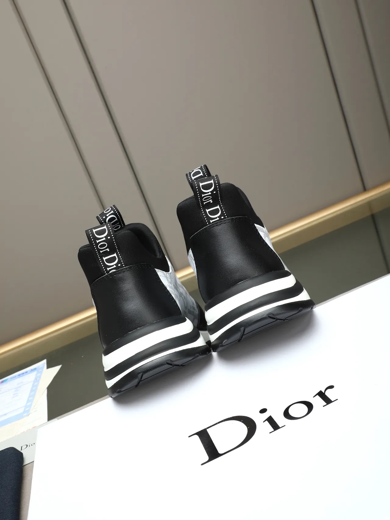 Dior Black White Perforated Monogram Upper Layered Chunky Midsole Lifestyle Sneakers 3