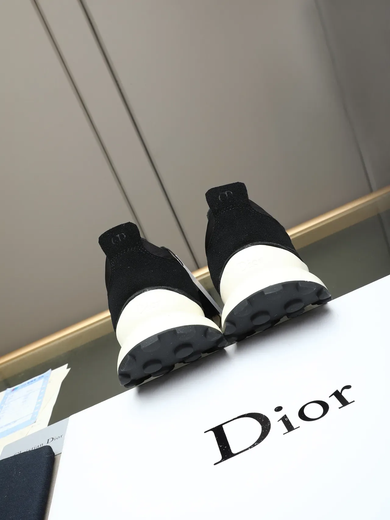 Dior Black White Suede And Mesh Upper Embroidered Logo Panel Lifestyle Sneakers 3