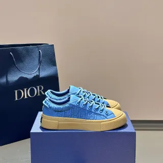Dior Bleu Beige Embossé oblique monogramme haut épais semelle plateforme style de vie sneakers