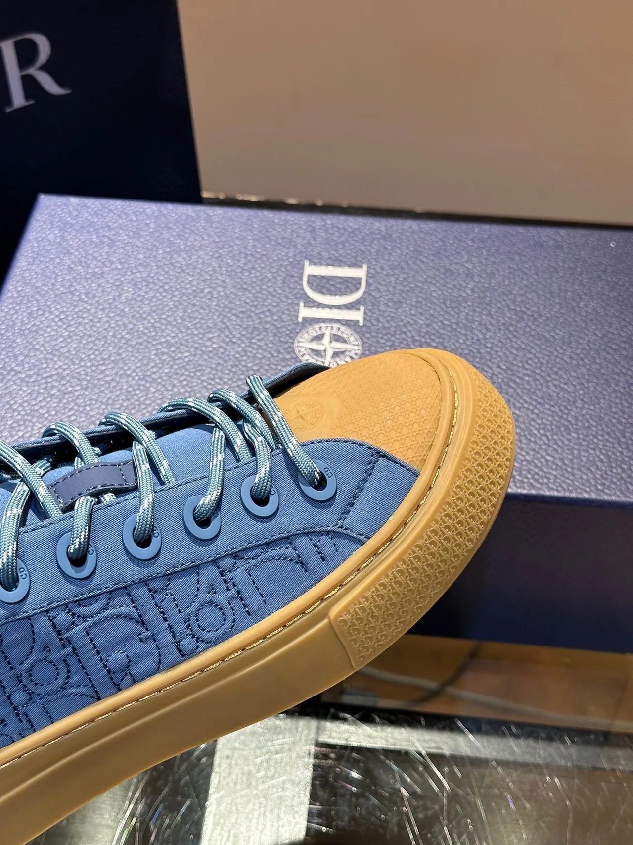 Dior Azul Bege embossado obliquo monograma superior espesso sola plataforma estilo de vida tênis 4