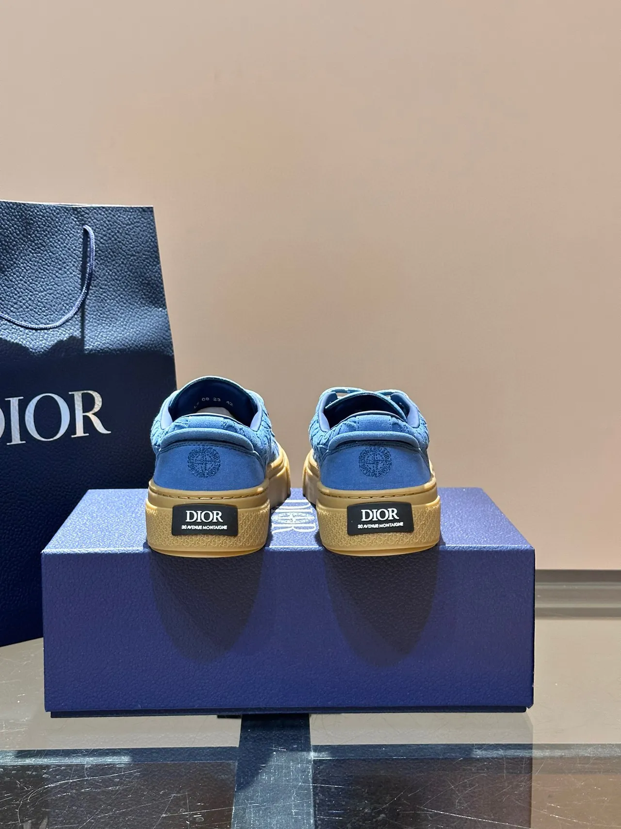 Dior Azul Bege embossado obliquo monograma superior espesso sola plataforma estilo de vida tênis 5