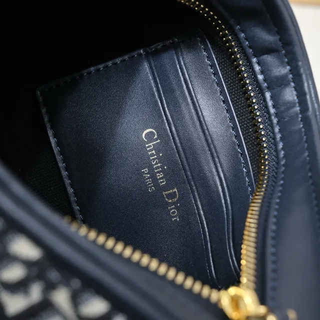 Dior Bobby Preto Bege Monogrammed Lona Borda de Couro Bolsa de Corrente 2