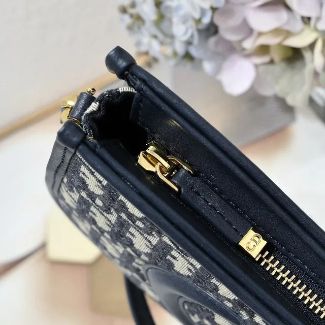 Dior Bobby Preto Bege Monogrammed Lona Borda de Couro Bolsa de Corrente 5