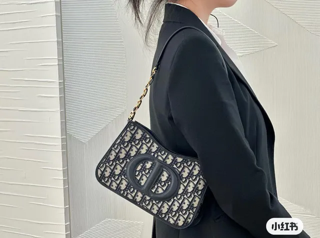 Dior Bobby Preto Bege Monogrammed Lona Borda de Couro Bolsa de Corrente 14