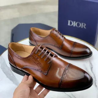 Dior বাদামী কালো ক্যাপ-টো ফুল ব্রোগ অক্সফোর্ড জুতো