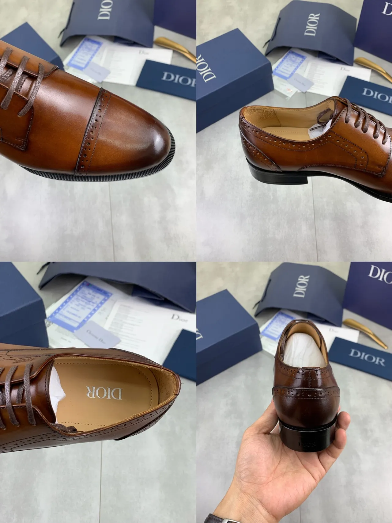 Dior বাদামী কালো ক্যাপ-টো ফুল ব্রোগ অক্সফোর্ড জুতো 2