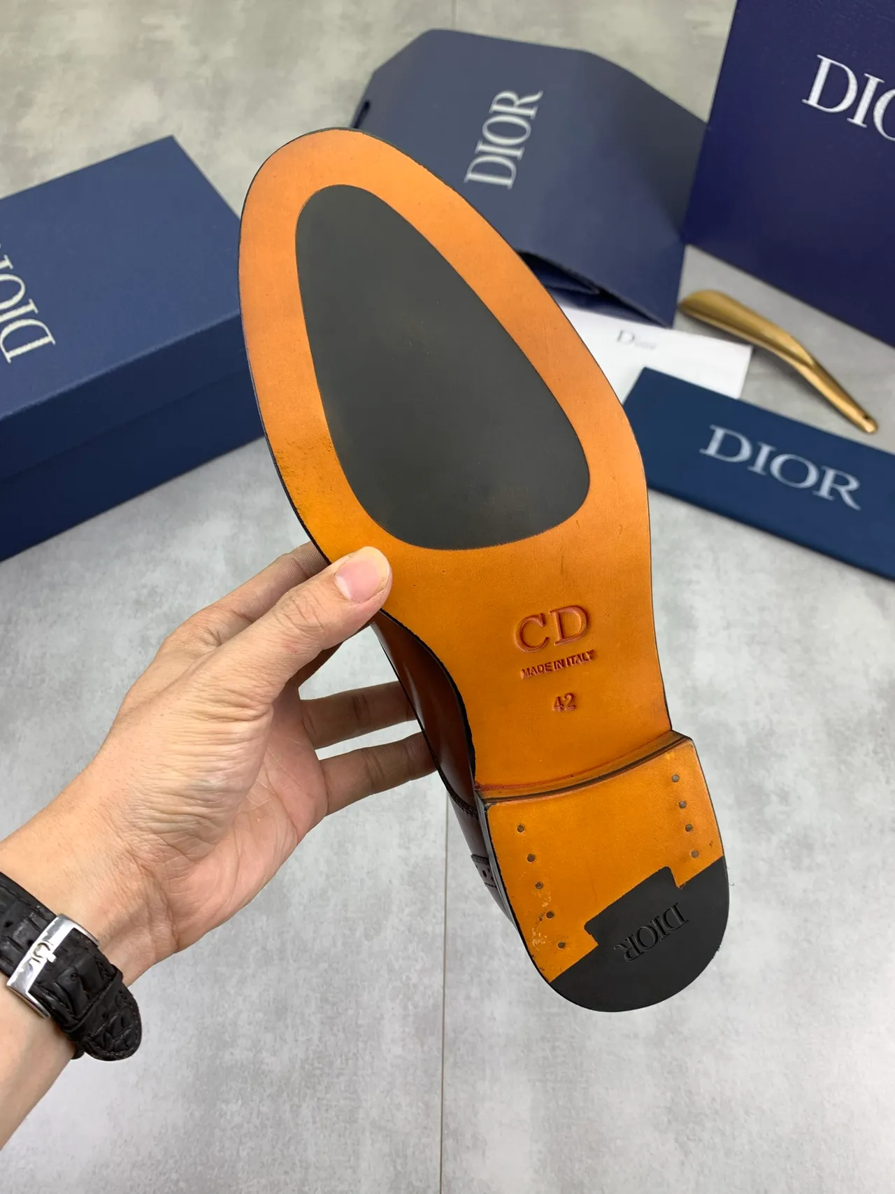 Dior বাদামী কালো ক্যাপ-টো ফুল ব্রোগ অক্সফোর্ড জুতো 3