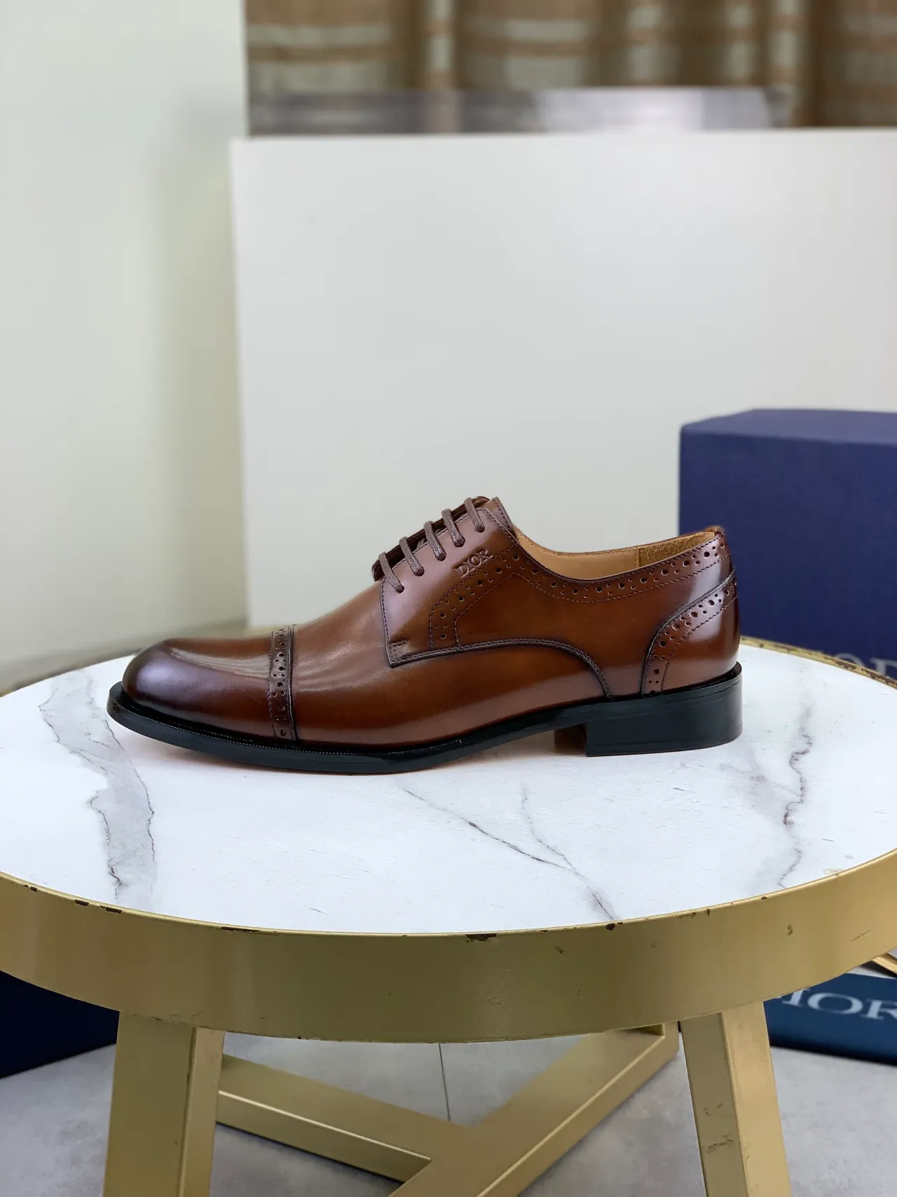 Dior বাদামী কালো ক্যাপ-টো ফুল ব্রোগ অক্সফোর্ড জুতো 6