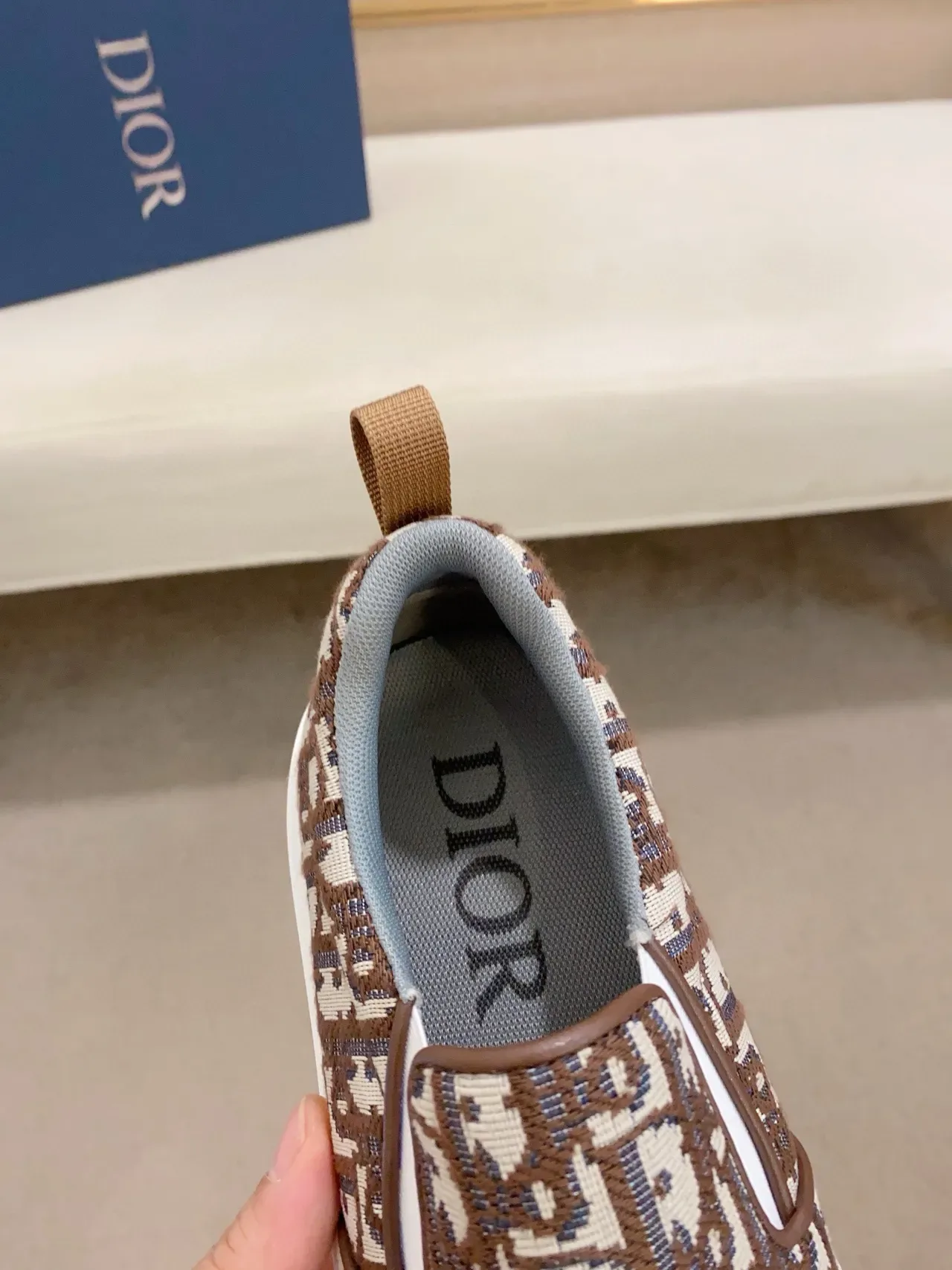 Dior 棕白 套脚 Monogram 提花 生活方式运动鞋 4