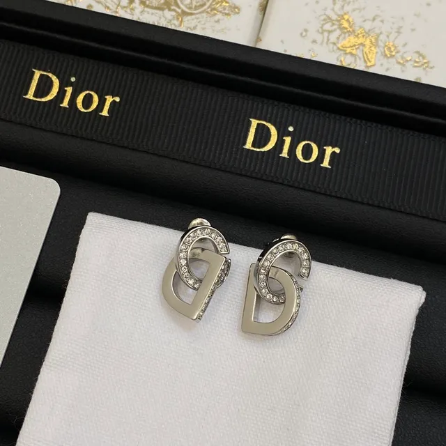 Dior CD Silver White Interlocking Motif Pavé Crystal Detailing Necklace 6